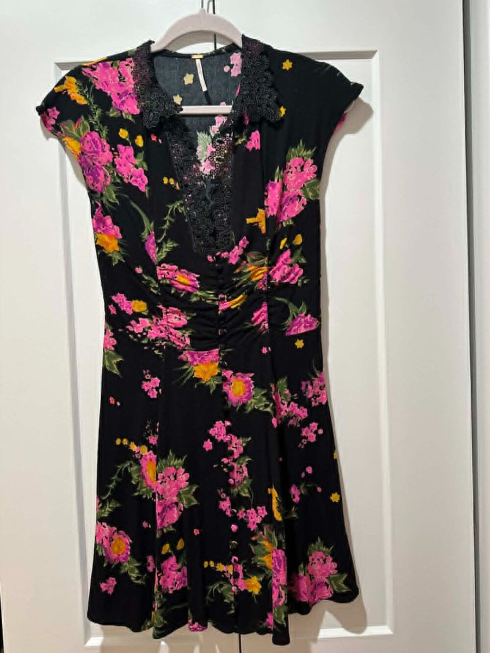 Free People Black Floral Mini Dress